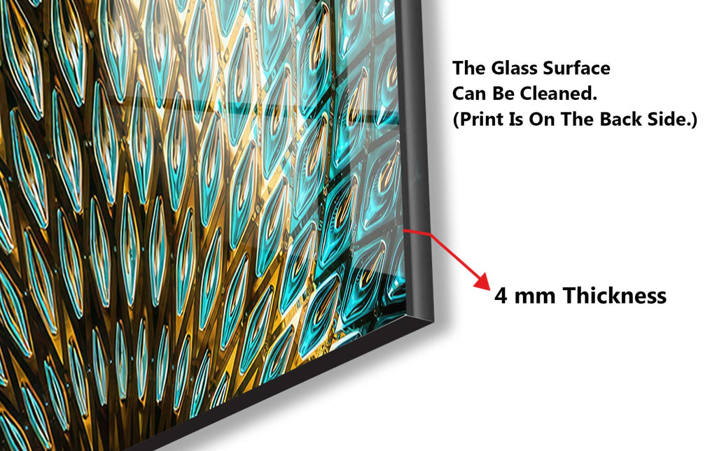 Peacock Feather Elegance - Glass Kitchen Backsplash-BacksplashArtworks