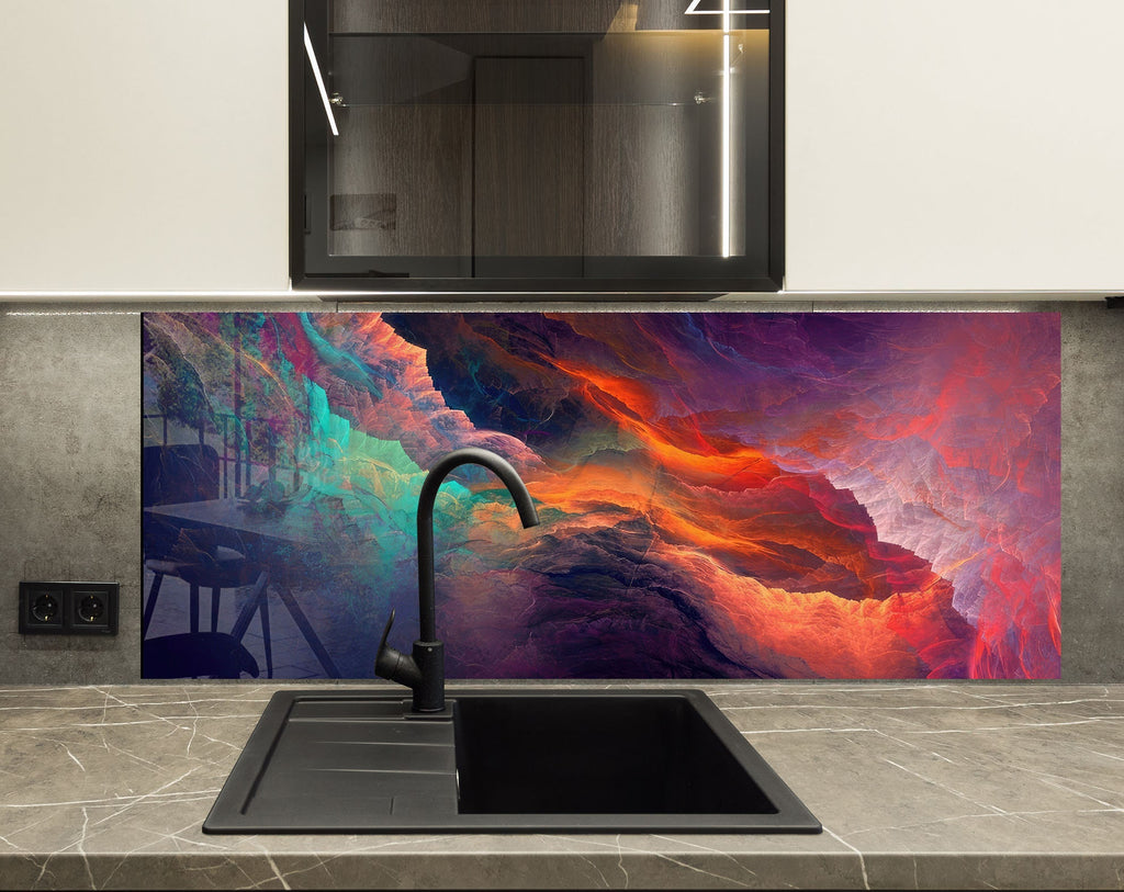 Cosmic Explosion - Glass Kitchen Backsplash-BacksplashArtworks