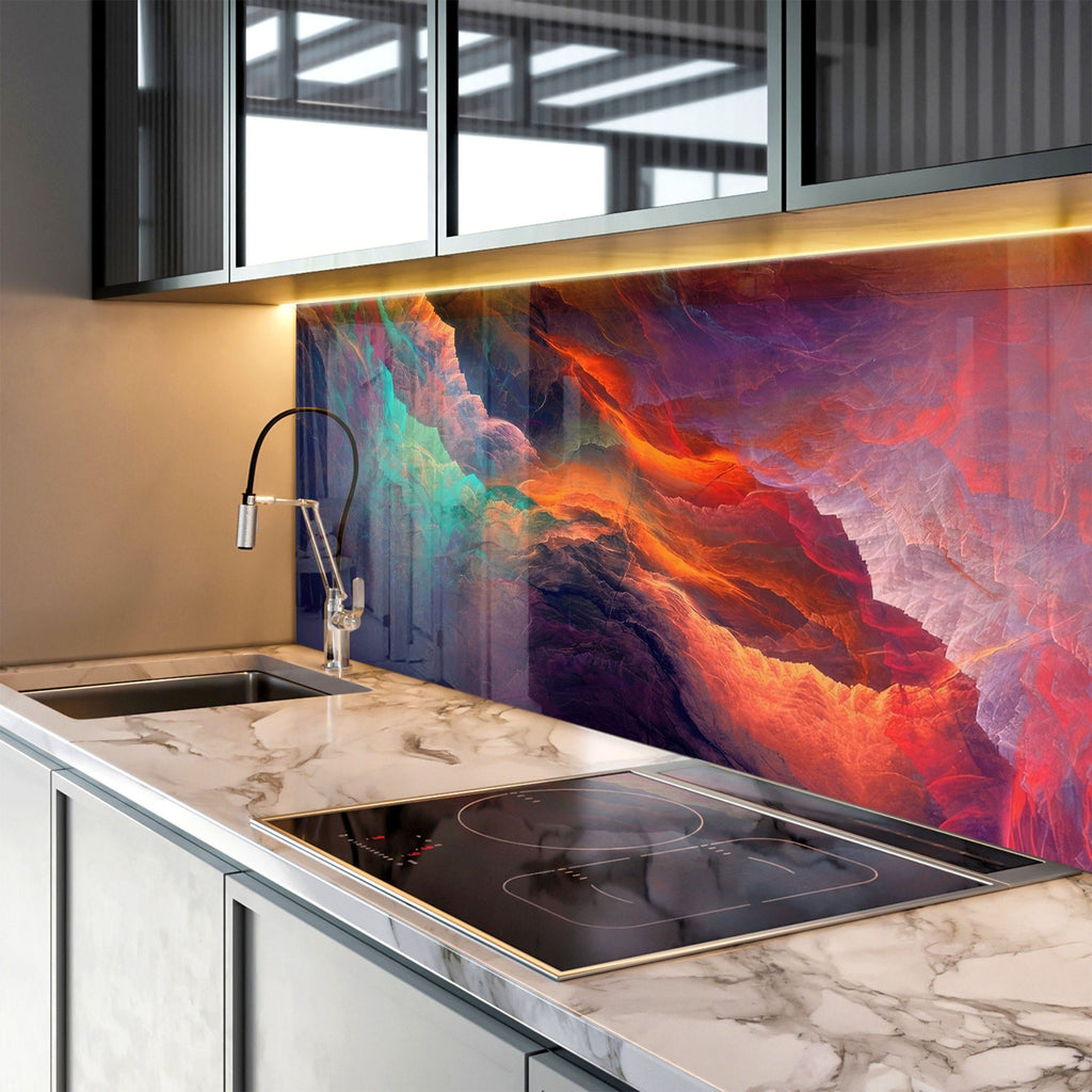 Cosmic Explosion - Glass Kitchen Backsplash-BacksplashArtworks