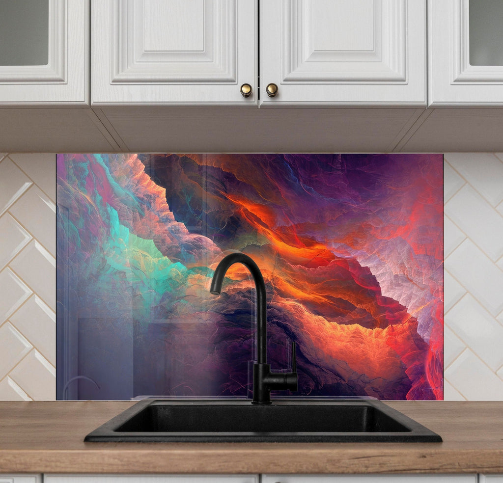 Cosmic Explosion - Glass Kitchen Backsplash-BacksplashArtworks