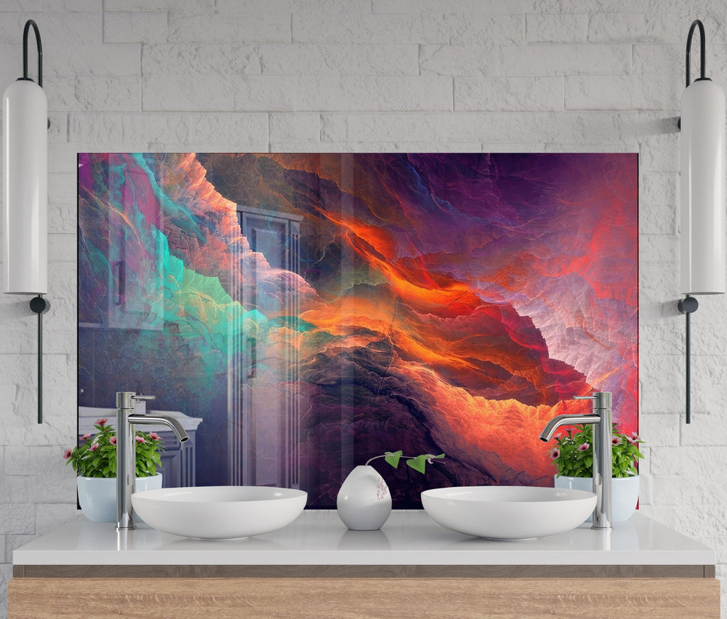 Cosmic Explosion - Glass Kitchen Backsplash-BacksplashArtworks