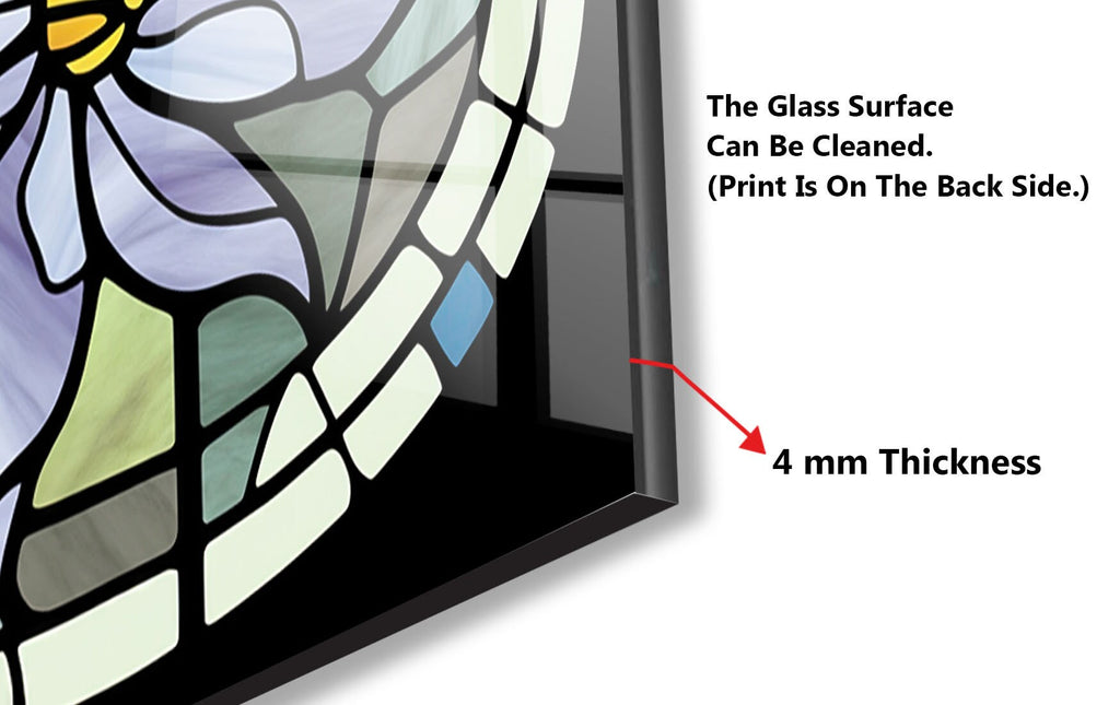 Stained Glass Floral Elegance - Glass Kitchen Backsplash-BacksplashArtworks