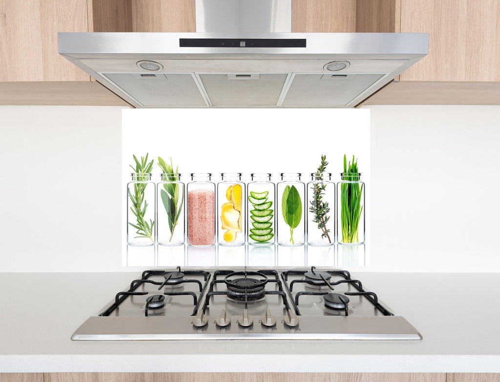 Botanical Essence - Tempered Glass Kitchen Backsplash-BacksplashArtworks
