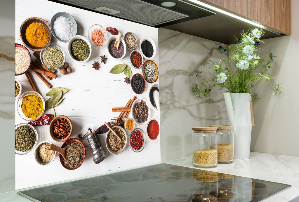 Spice Harmony Wall Art - Tempered Glass Kitchen Backsplash-BacksplashArtworks