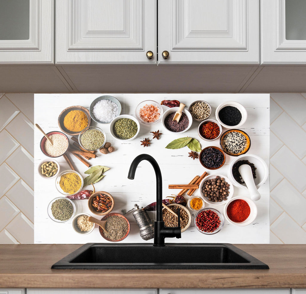 Spice Harmony Wall Art - Tempered Glass Kitchen Backsplash-BacksplashArtworks