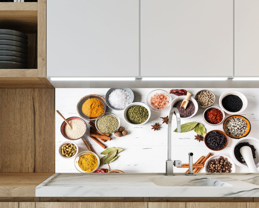 Spice Harmony Wall Art - Tempered Glass Kitchen Backsplash-BacksplashArtworks