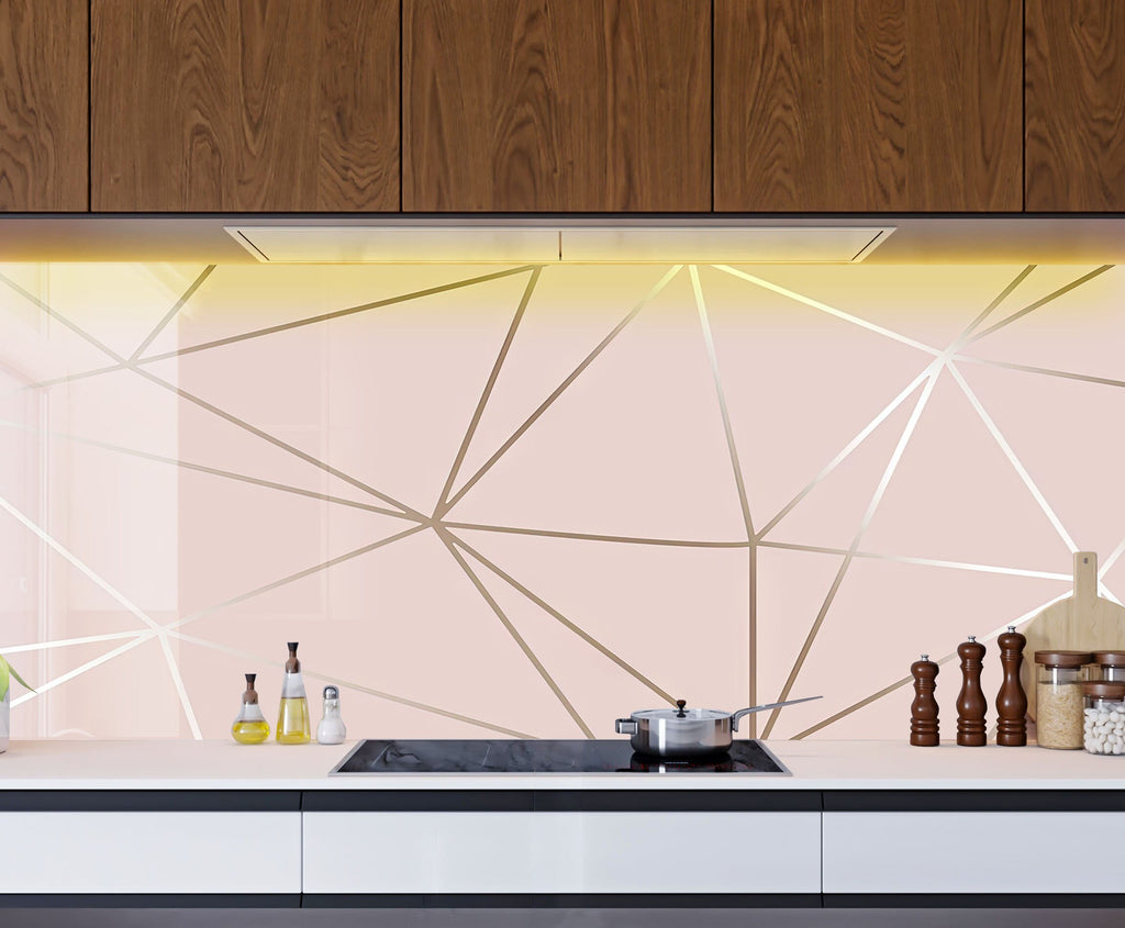 Blush Geometric Rose Gold - Glass Kitchen Backsplash-BacksplashArtworks