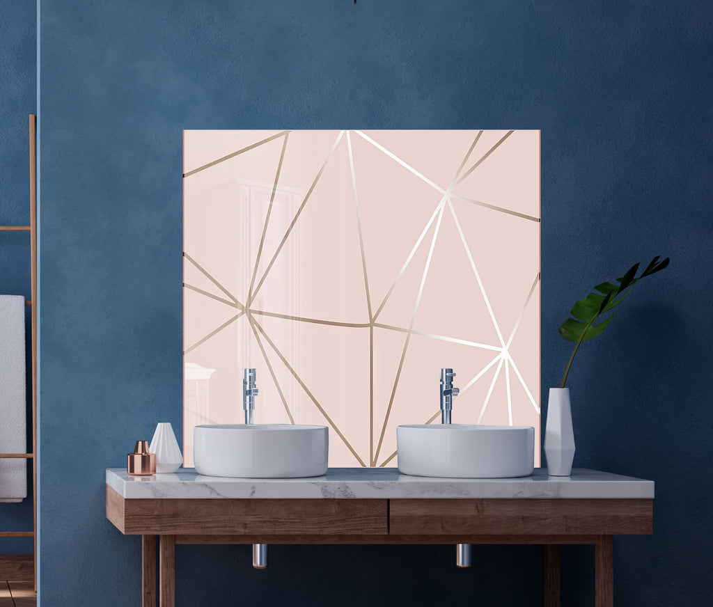 Blush Geometric Rose Gold - Glass Kitchen Backsplash-BacksplashArtworks