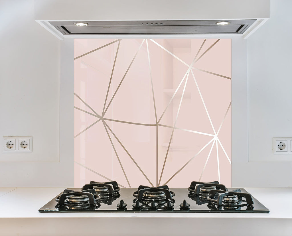 Blush Geometric Rose Gold - Glass Kitchen Backsplash-BacksplashArtworks