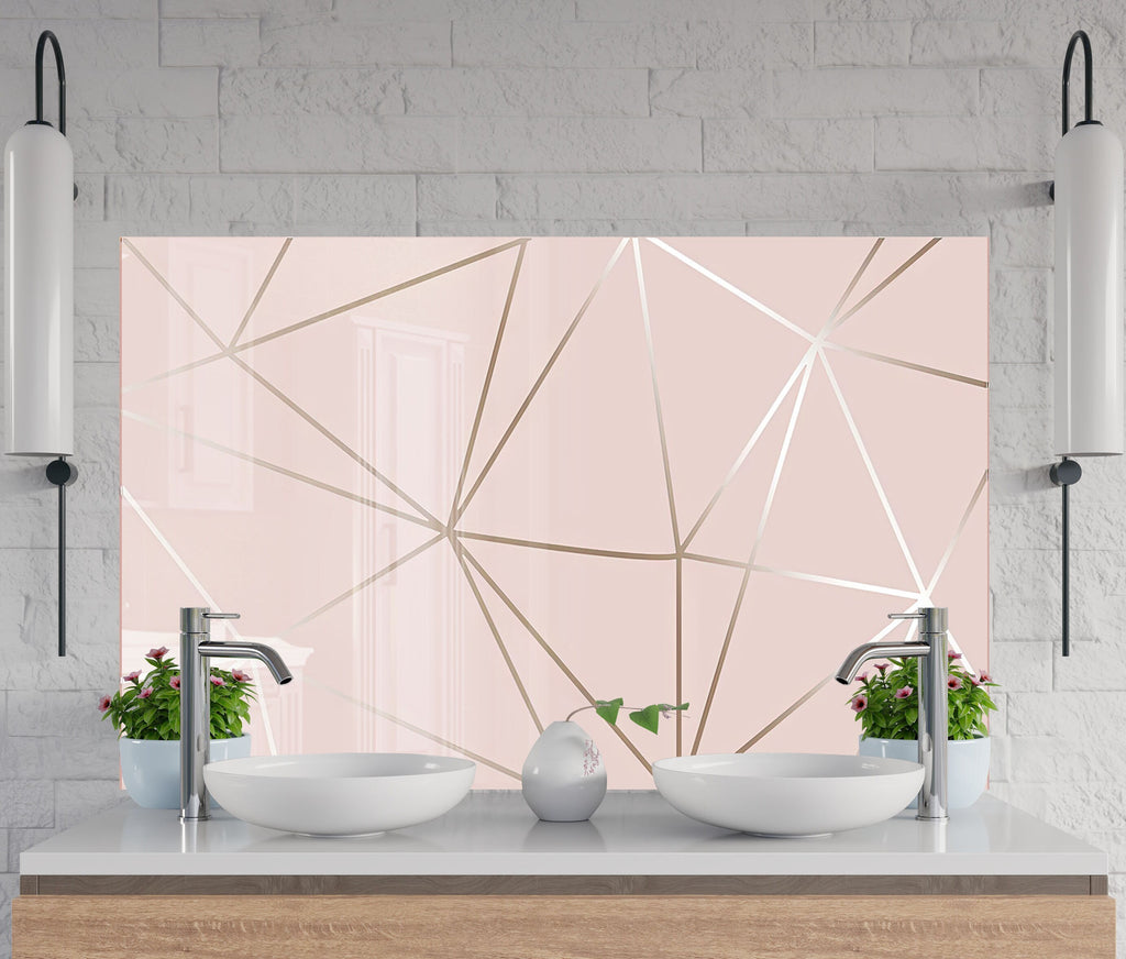 Blush Geometric Rose Gold - Glass Kitchen Backsplash-BacksplashArtworks