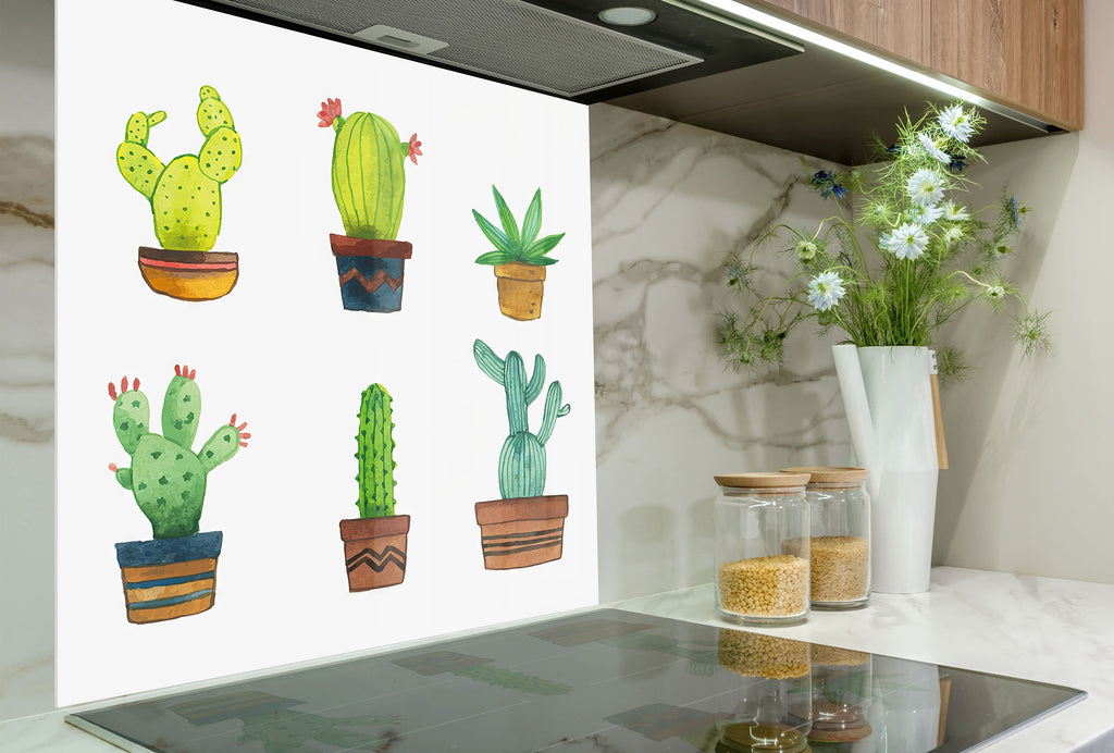Cactus Tempered Glass Backsplash-BacksplashArtworks