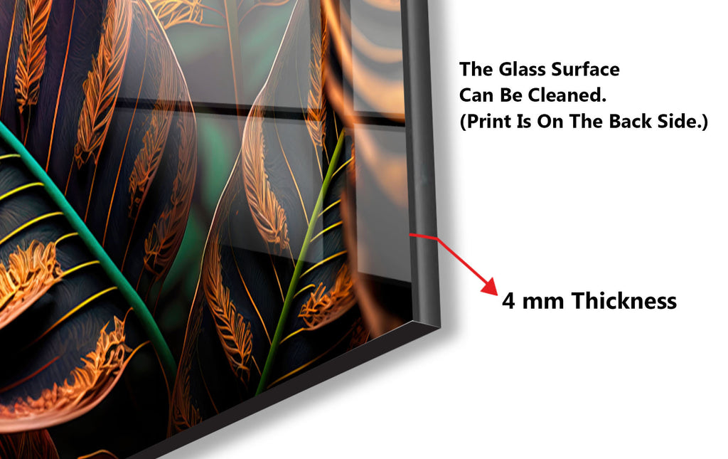 Leaves Tempered Glass Backsplash-BacksplashArtworks