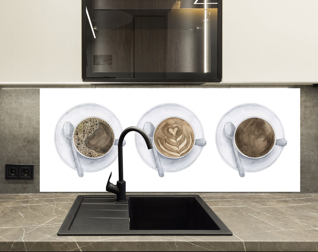 Minimalist Coffee Art – Glass Kitchen Backsplash-BacksplashArtworks