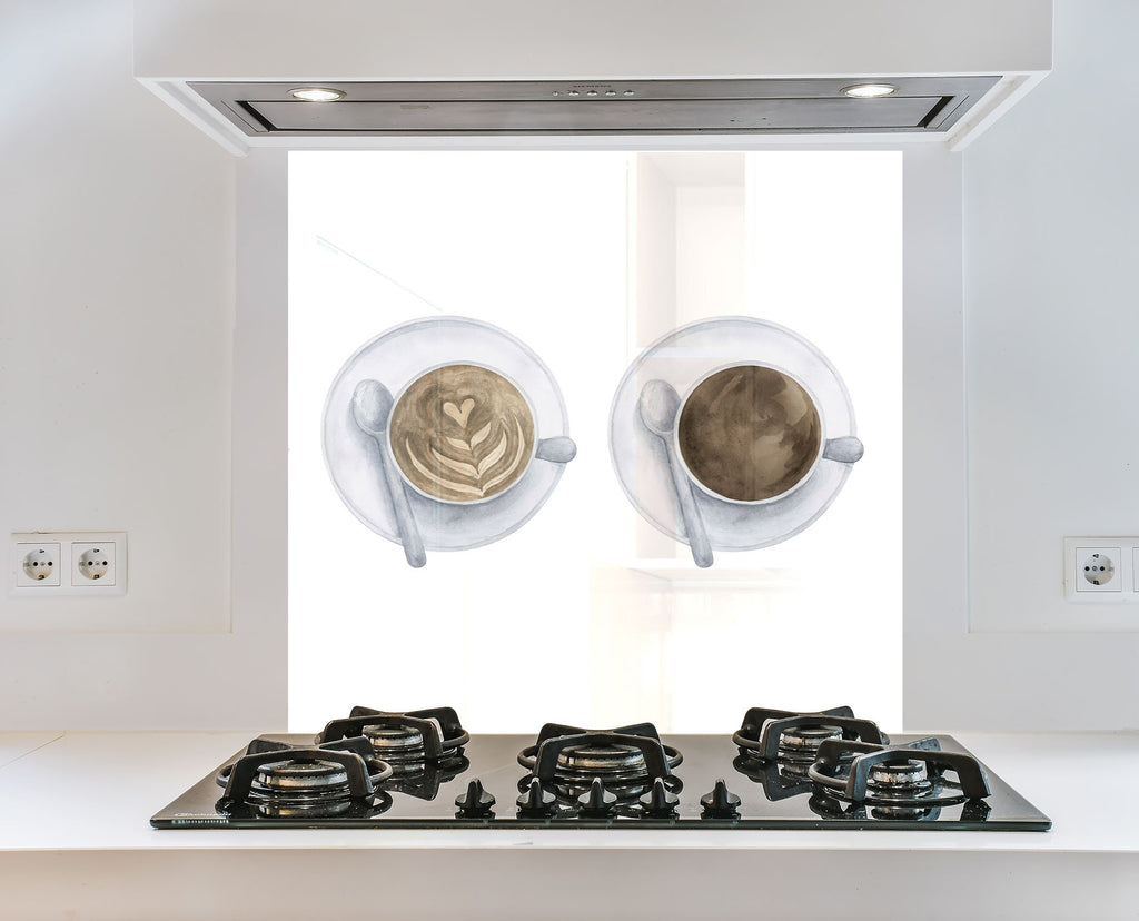 Minimalist Coffee Art – Glass Kitchen Backsplash-BacksplashArtworks