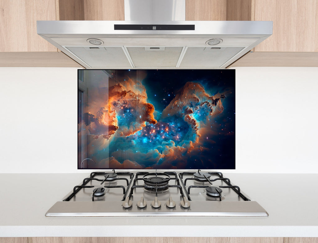 Cosmic Nebula Glass Kitchen Backsplash – Vibrant Galaxy Design-BacksplashArtworks