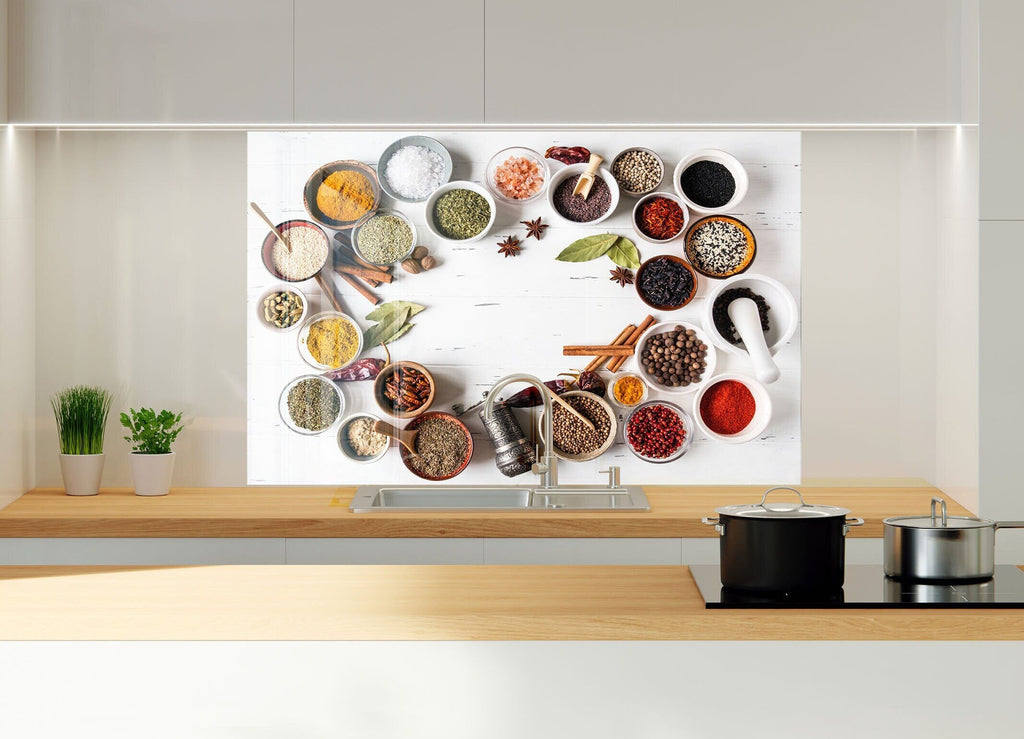Spice Harmony Wall Art - Tempered Glass Kitchen Backsplash-BacksplashArtworks