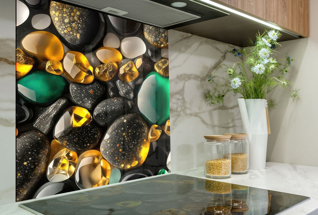 Zen & Spa Stones Tempered Glass Backsplash-BacksplashArtworks