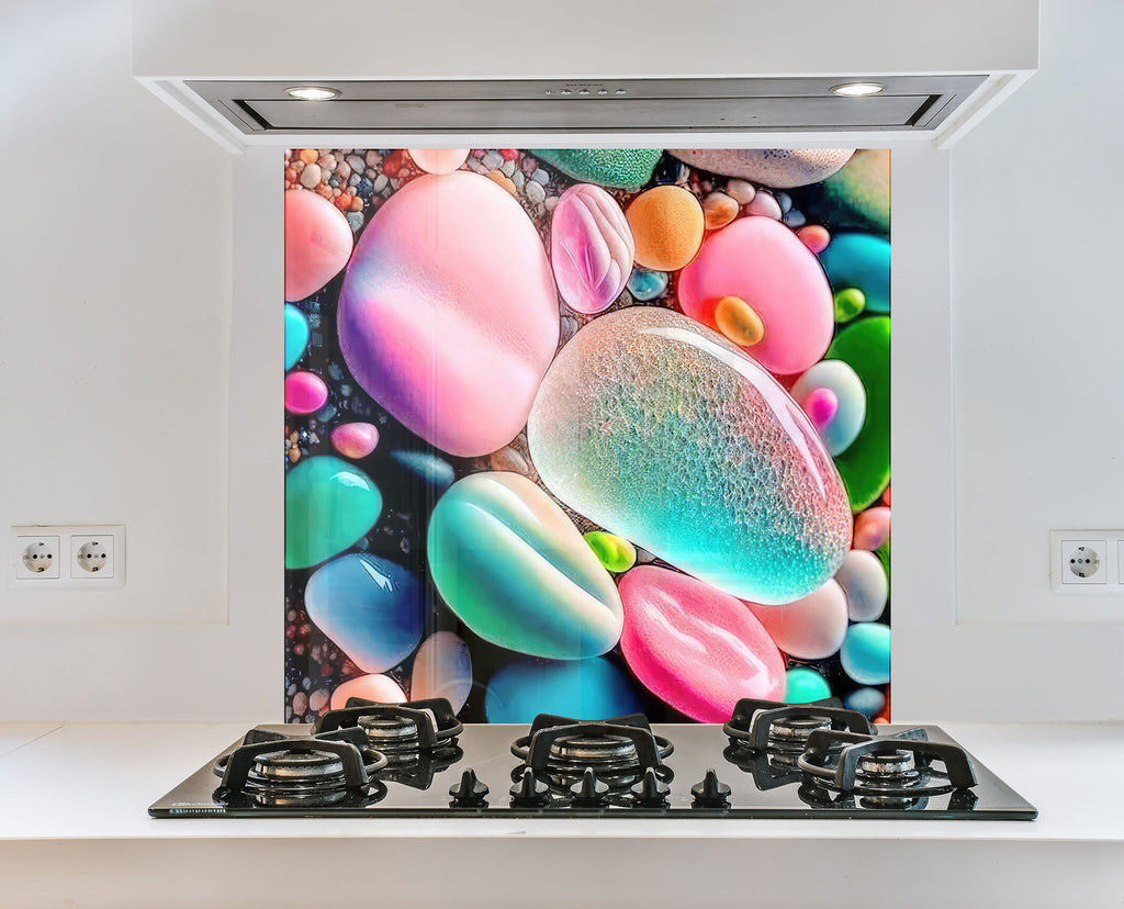 Colorful Zen Stones - Glass Bathroom Backsplash-BacksplashArtworks