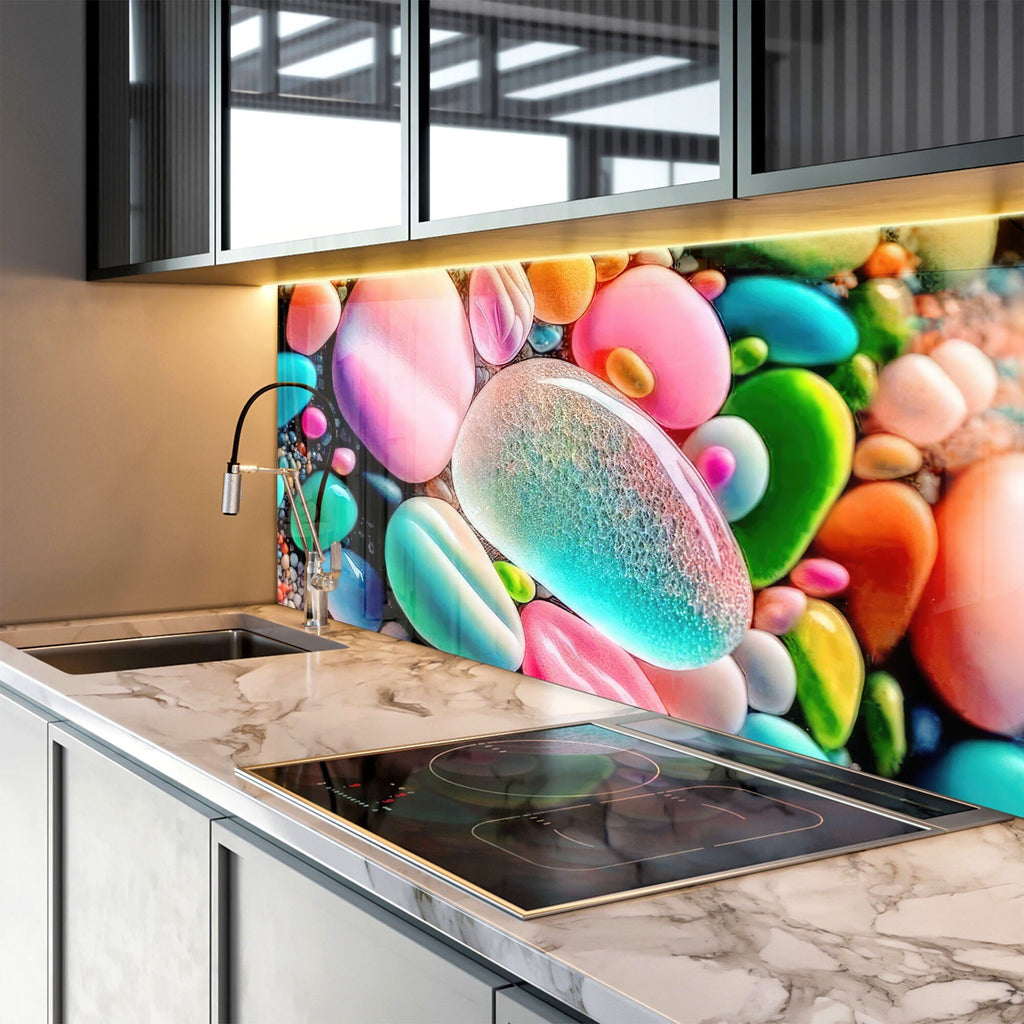 Colorful Zen Stones - Glass Bathroom Backsplash-BacksplashArtworks