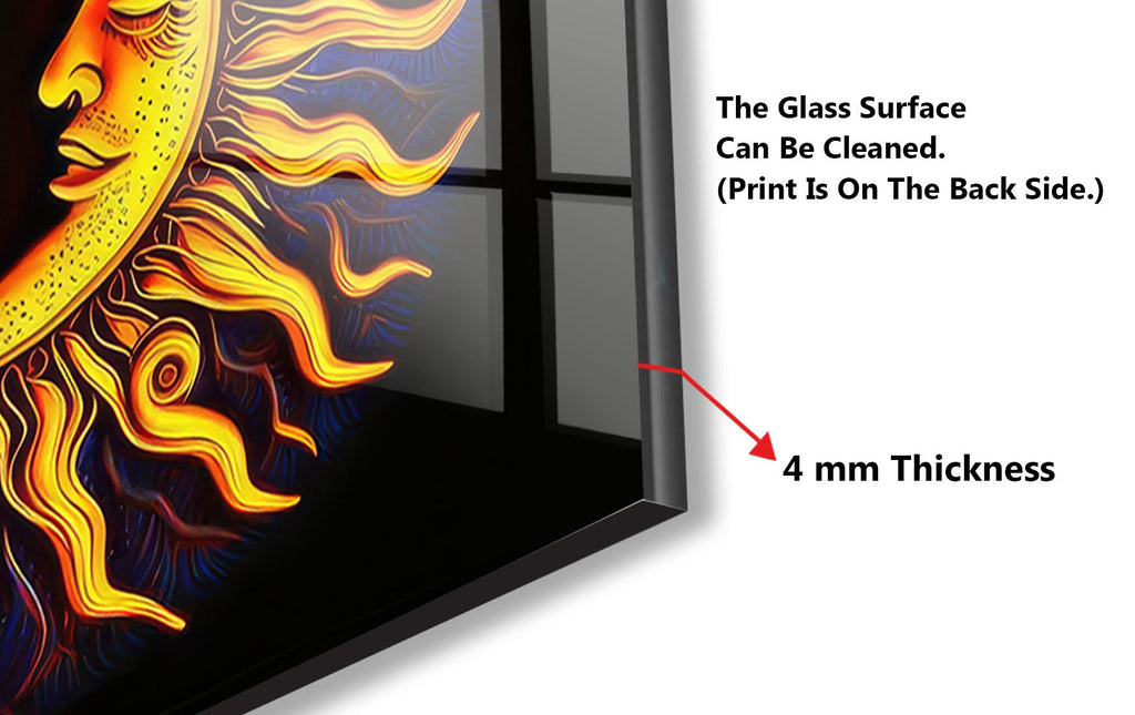 Moon & Sun Face Glass Kitchen Backsplash – Celestial Art Design-BacksplashArtworks