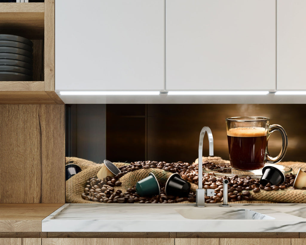 Premium Coffee Lover’s - Glass Kitchen Backsplash-BacksplashArtworks
