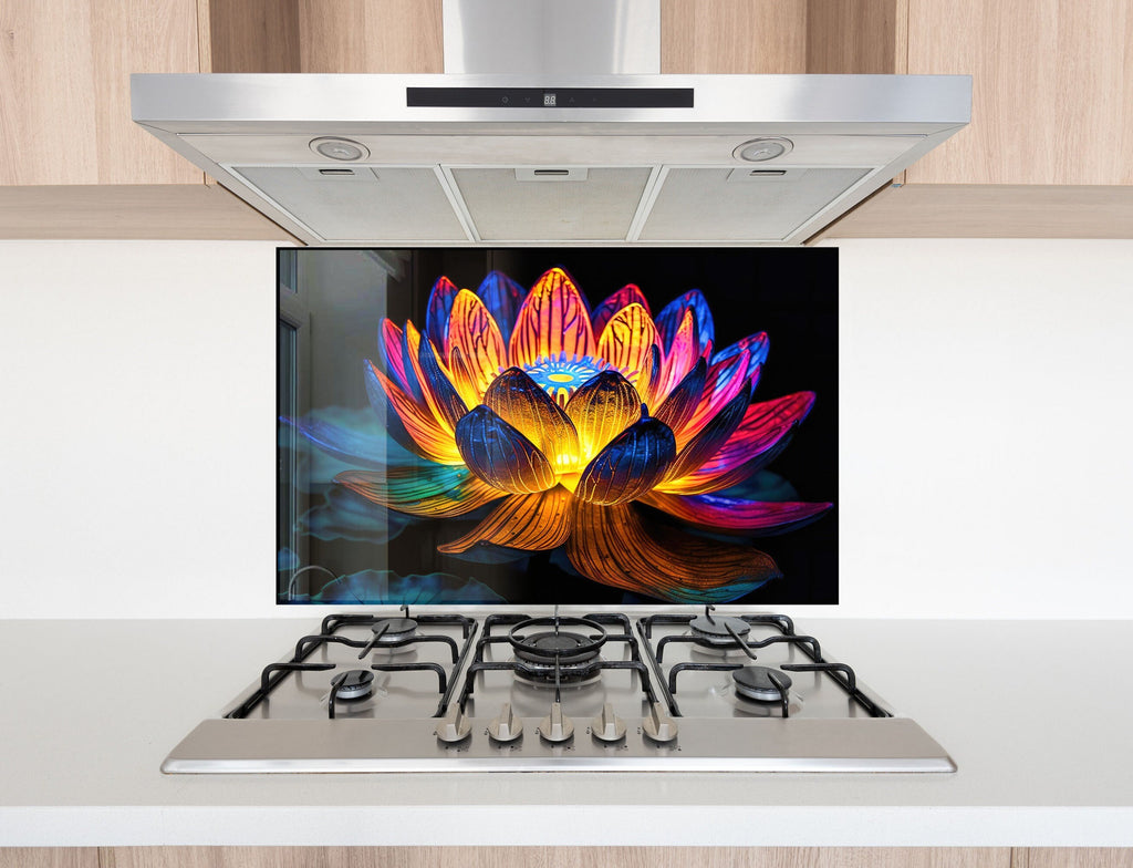 Lotus Tempered Glass Backsplash-BacksplashArtworks