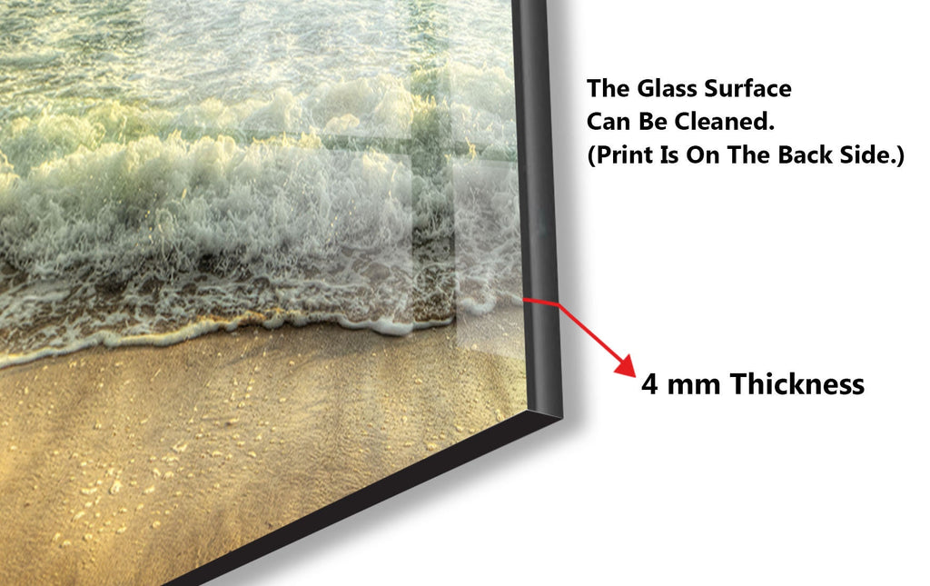 Golden Beach Waves - Tempered Glass Kitchen Backsplash-BacksplashArtworks