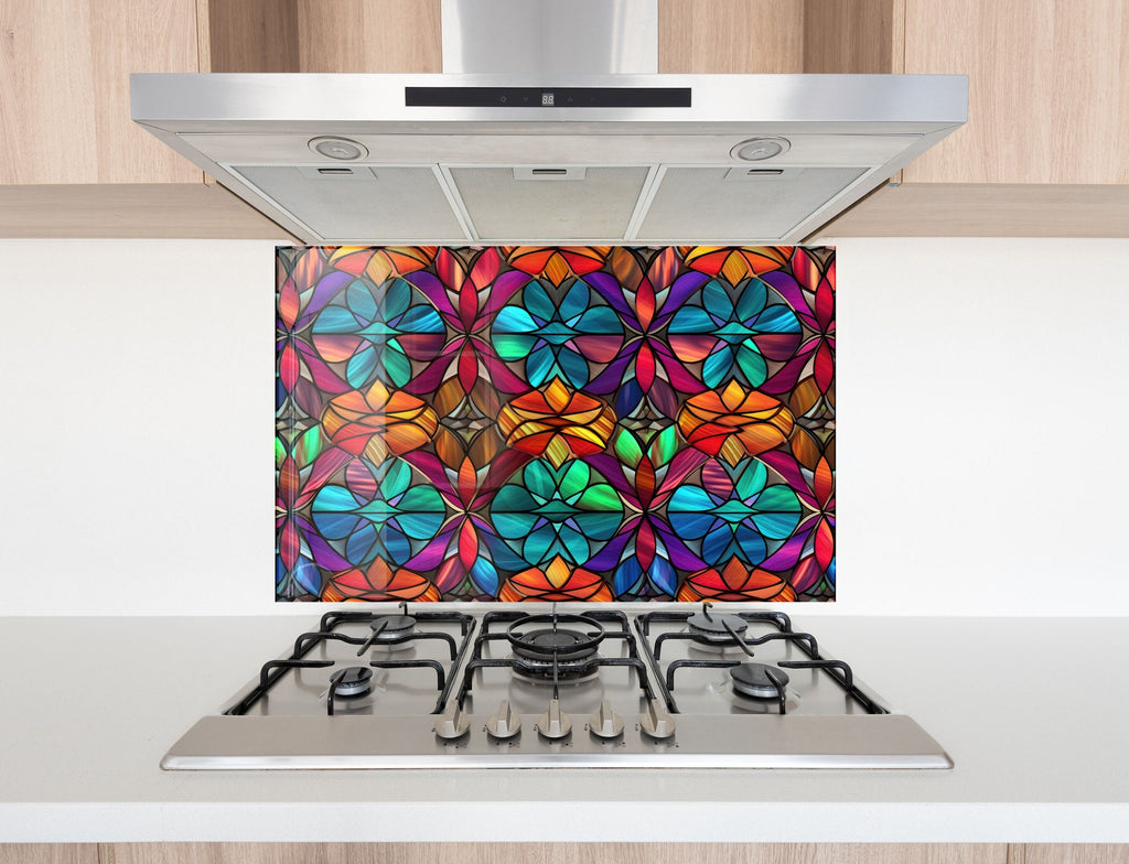 Radiant Mandala Stained - Glass Kitchen Backsplash-BacksplashArtworks