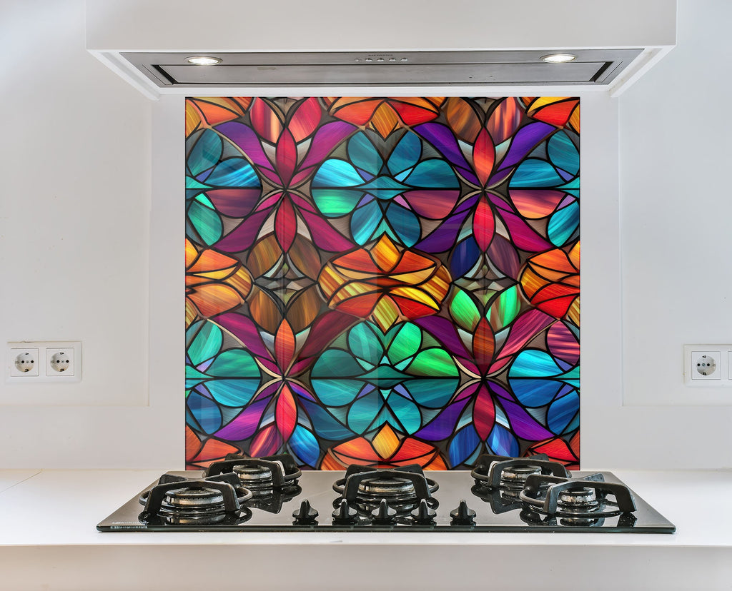 Radiant Mandala Stained - Glass Kitchen Backsplash-BacksplashArtworks