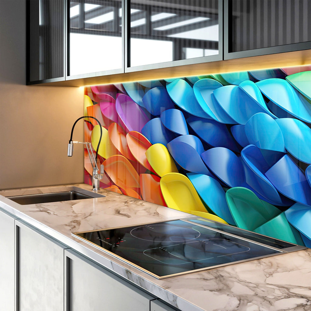 Vibrant Spectrum - Glass Kitchen Backsplash-BacksplashArtworks