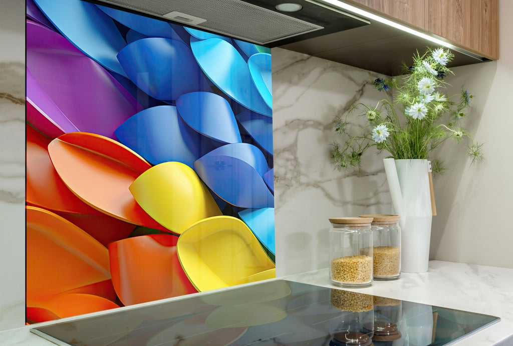 Vibrant Spectrum - Glass Kitchen Backsplash-BacksplashArtworks