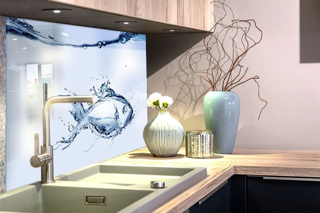 Water Splash Fish – Glass Kitchen Backsplash-BacksplashArtworks