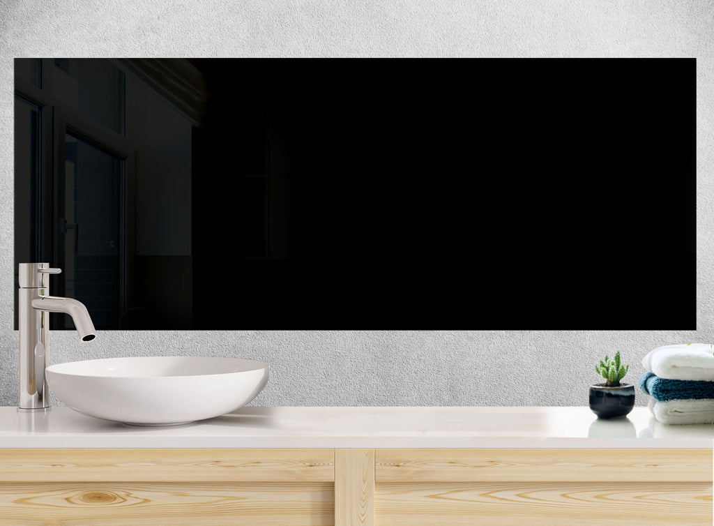 Black - Tempered Glass Kitchen Backsplash-BacksplashArtworks