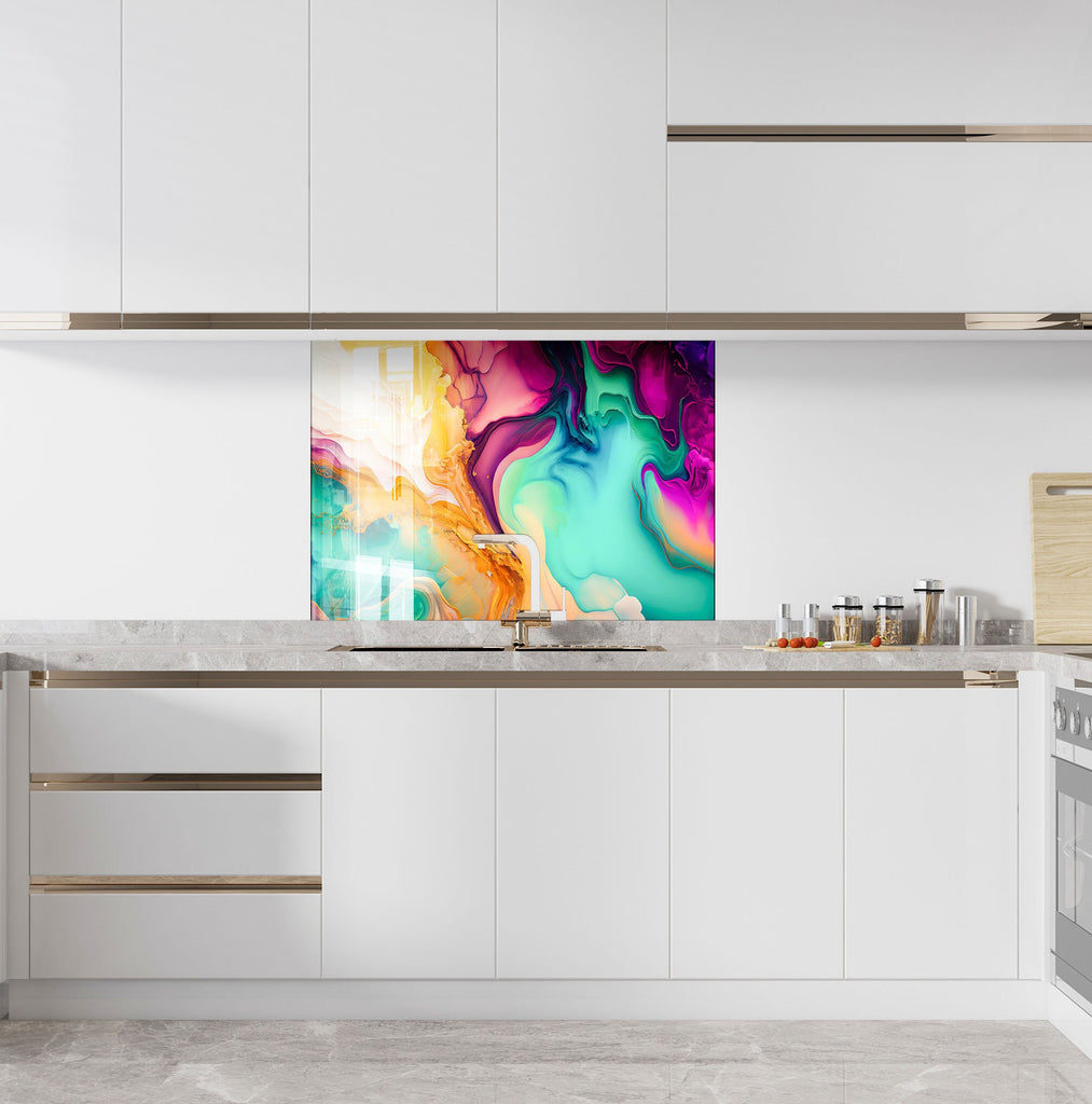 Abstract Tempered Glass Backsplash-BacksplashArtworks