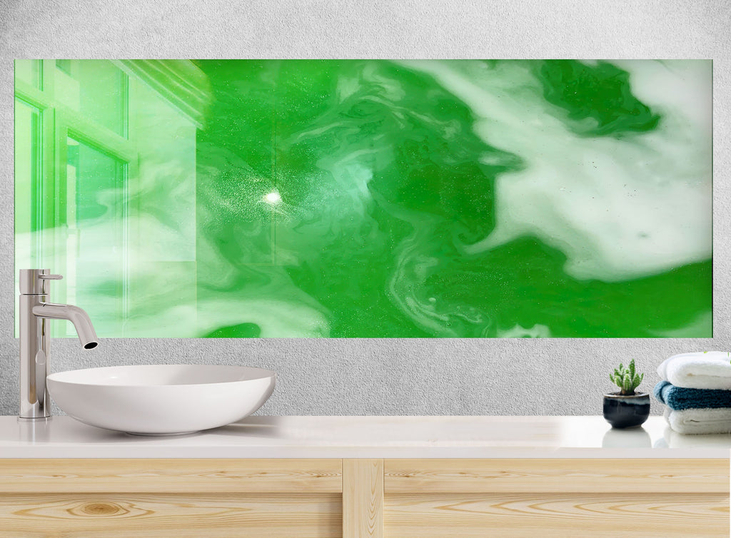 Green - Tempered Glass Kitchen Backsplash-BacksplashArtworks
