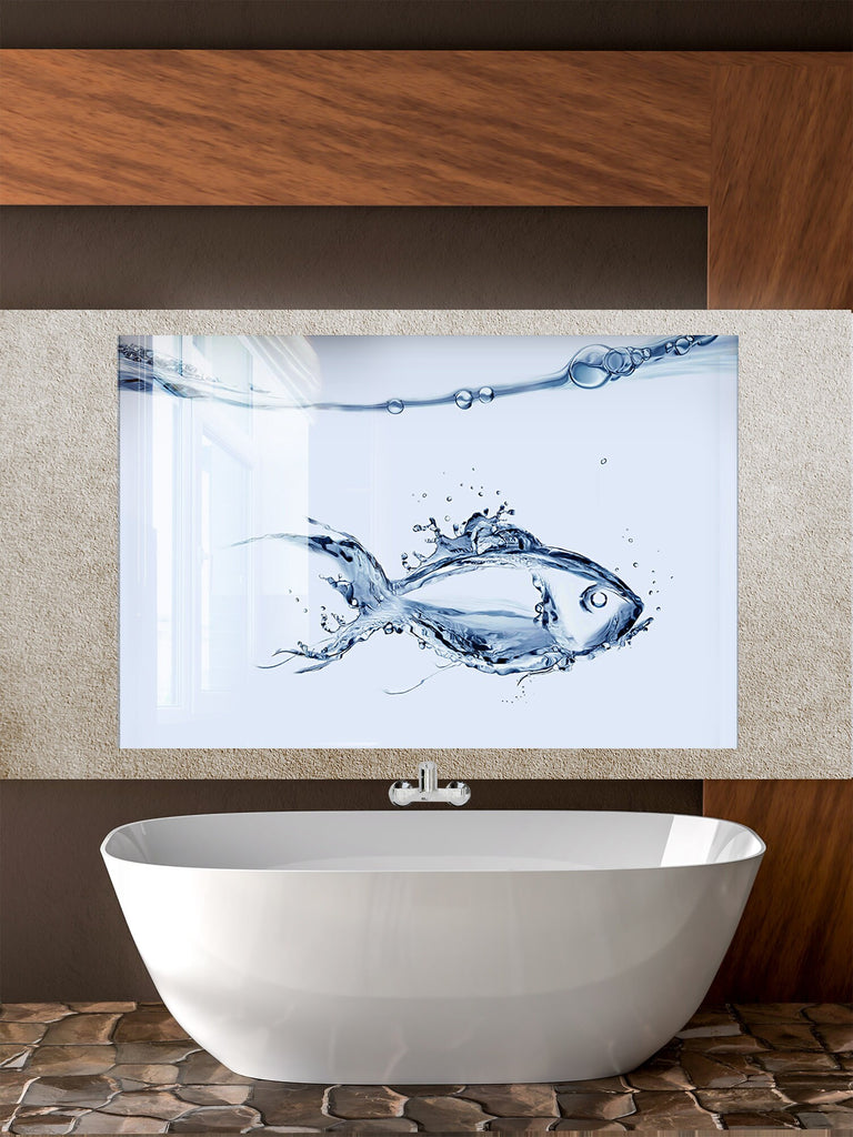 Water Splash Fish – Glass Kitchen Backsplash-BacksplashArtworks