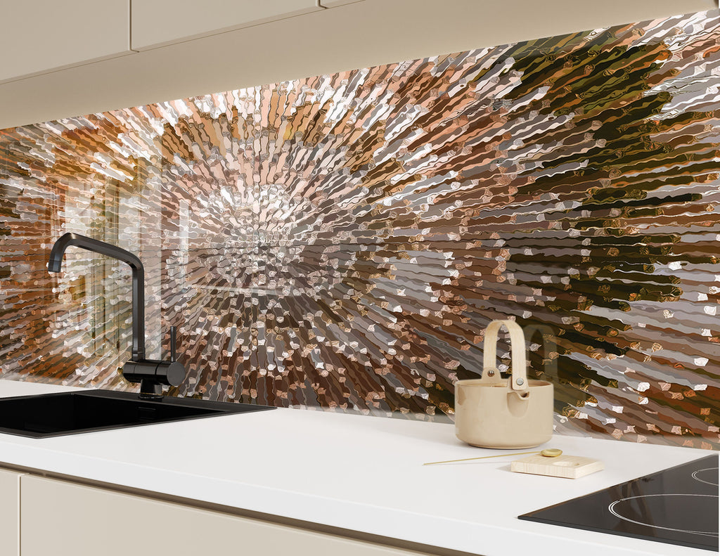 Modern Metallic - Glass Kitchen Backsplash-BacksplashArtworks