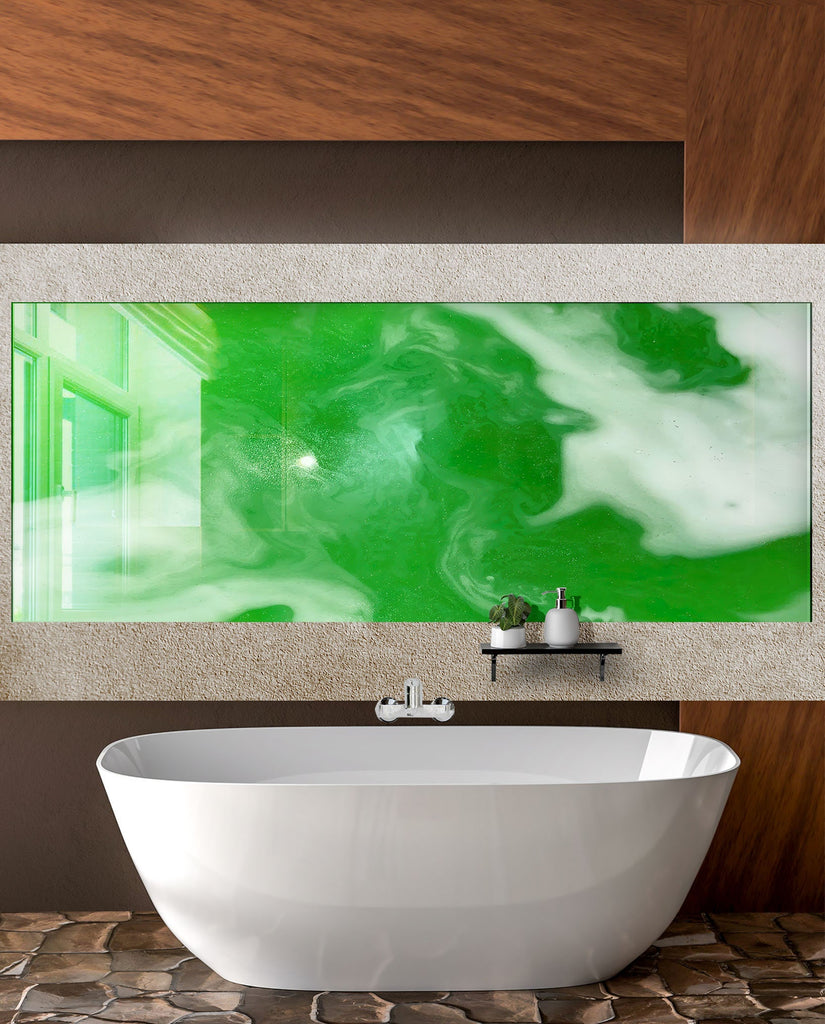 Green - Tempered Glass Kitchen Backsplash-BacksplashArtworks