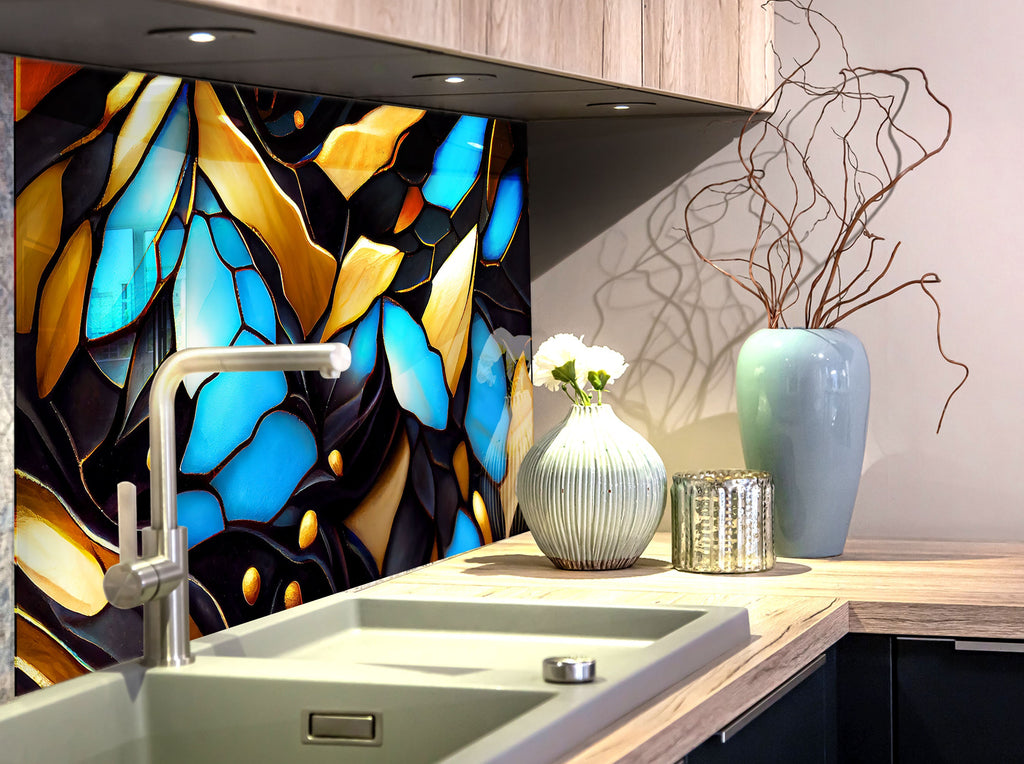 Abstract Tempered Glass Backsplash-BacksplashArtworks