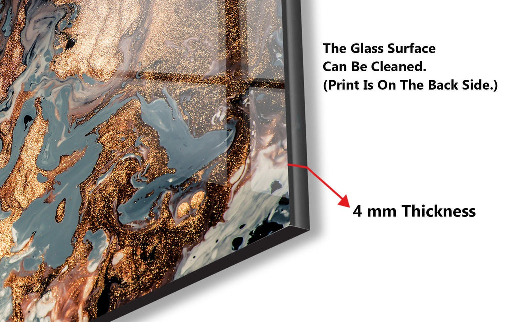 Golden Marble Flow – Glass Kitchen Backsplash-BacksplashArtworks