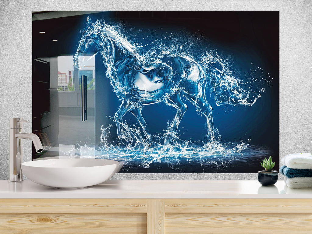 Water Horse – Glass Kitchen Backsplash-BacksplashArtworks