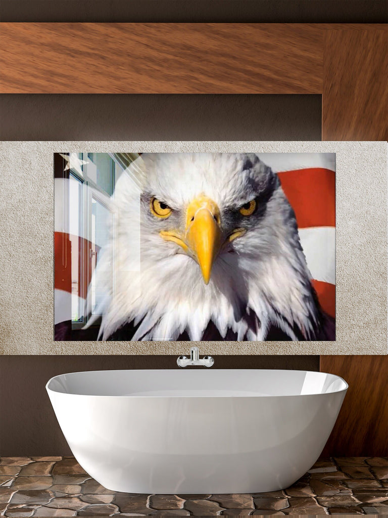American Bald Eagle & Flag - Glass Kitchen Backsplash-BacksplashArtworks