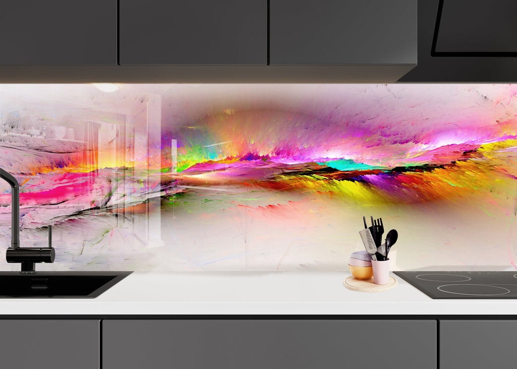 Abstract Tempered Glass Backsplash-BacksplashArtworks