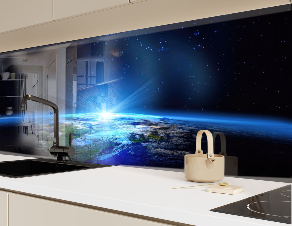 Earth from Space Glass Kitchen Backsplash – Cosmic View Design-BacksplashArtworks