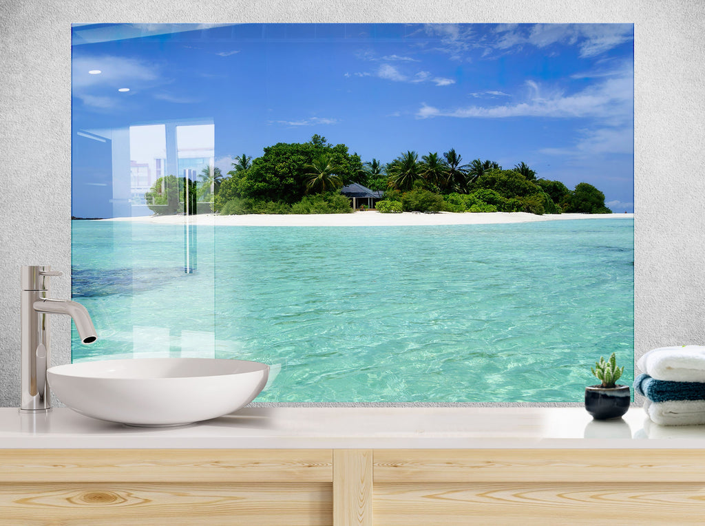 Tropical Island Paradise Wall Art – Kitchen Glass Backsplash-BacksplashArtworks