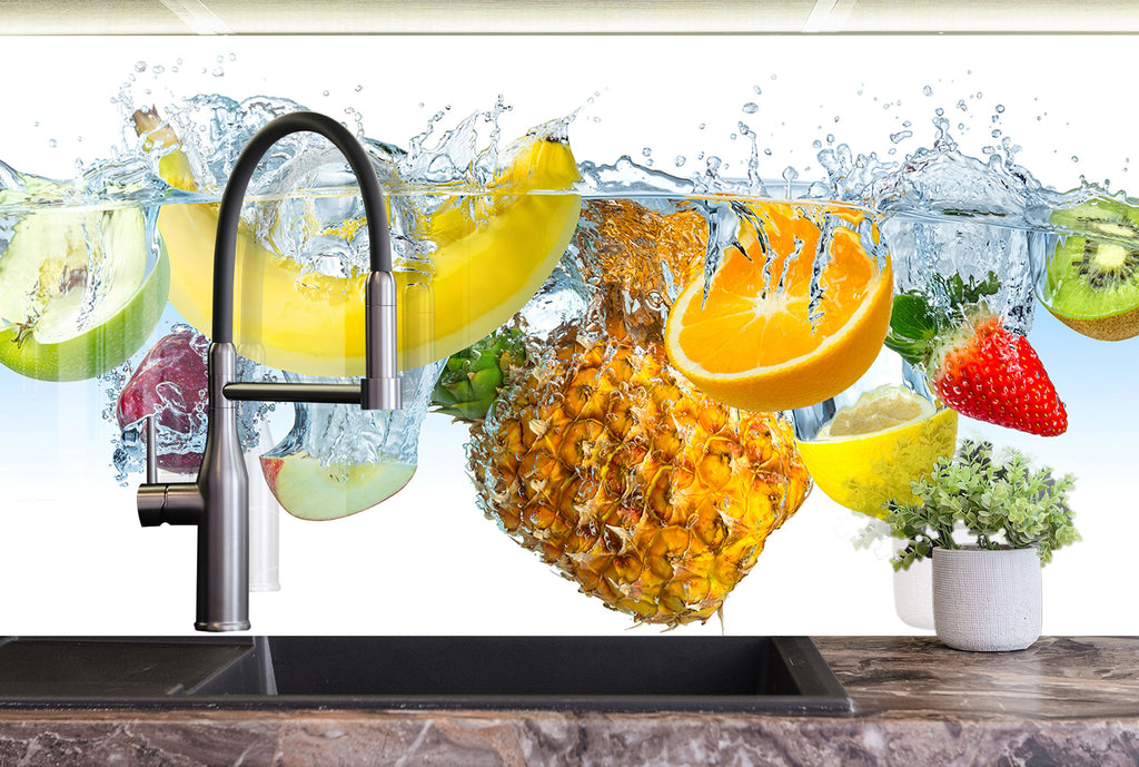 Fresh Fruit Splash Glass Kitchen Backsplash – Vibrant Tropical Design-BacksplashArtworks