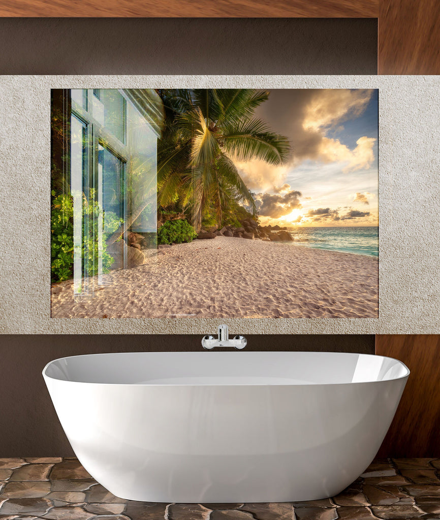 Tropical Beach Sunset Paradise Wall Art – Glass Backsplash-BacksplashArtworks