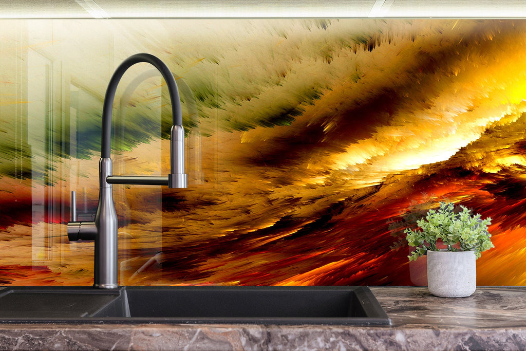 Abstract Tempered Glass Backsplash-BacksplashArtworks