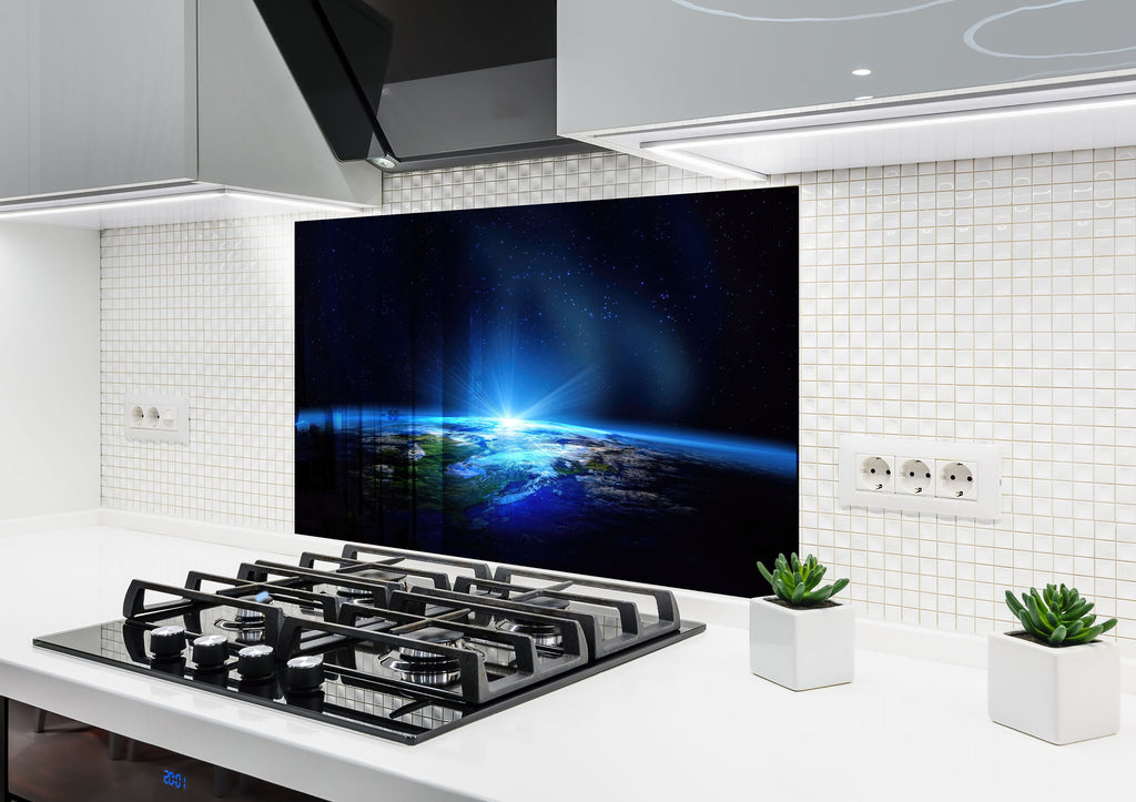 Earth from Space Glass Kitchen Backsplash – Cosmic View Design-BacksplashArtworks