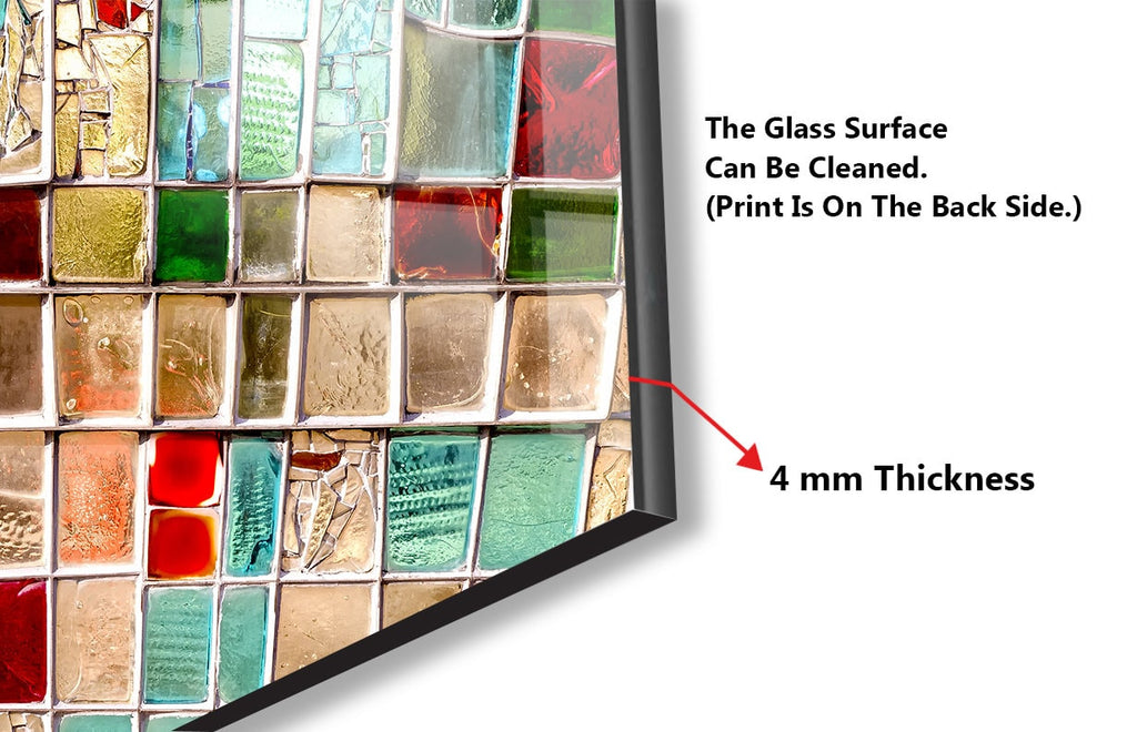 Geometric Mosaic Art - Glass Kitchen Backsplash-BacksplashArtworks